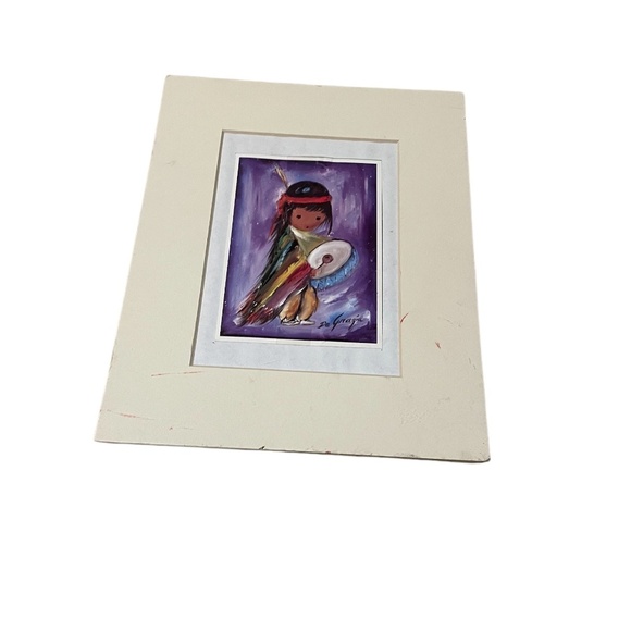 Ted DEGRAZIA Signed Paper Reproduction Native American Children Series Matted - Picture 5 of 6